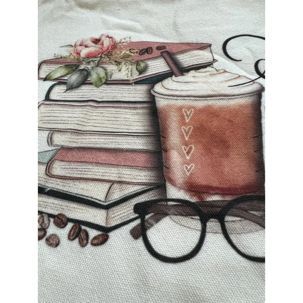 Read Return Repeat Canvas Tote Bag Book Lover Coffee Graphic Library Shopper